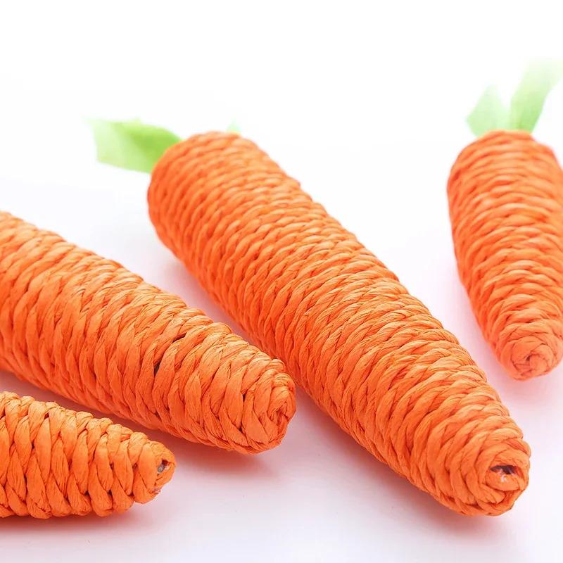 Cat Toy Carrot Sound Pet Products Bite Resistant Paper Rope Scratcher Clean Teeth Interactive Play Cat Carrot Chew Toy for Cat 2
