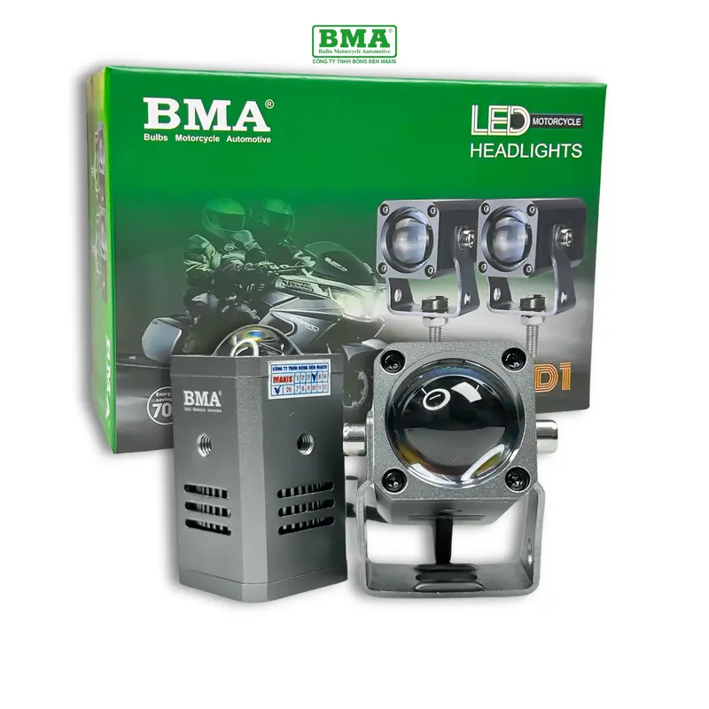 Đèn Trợ Sáng Bi Cầu Mini D1 BMA - 30W Lắp Xe Máy, ÔTô 12 24V Kim Loại, Chống Nước IP68, Cos Vàng Pha Trắng - Phụ Tùng 3