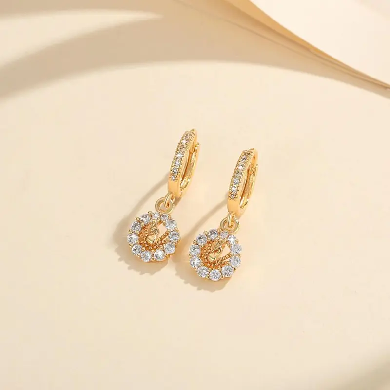 LM128  Anting Titanium Bunga     Korea Anting Tusuk Permata Perhiasan Earrings 3