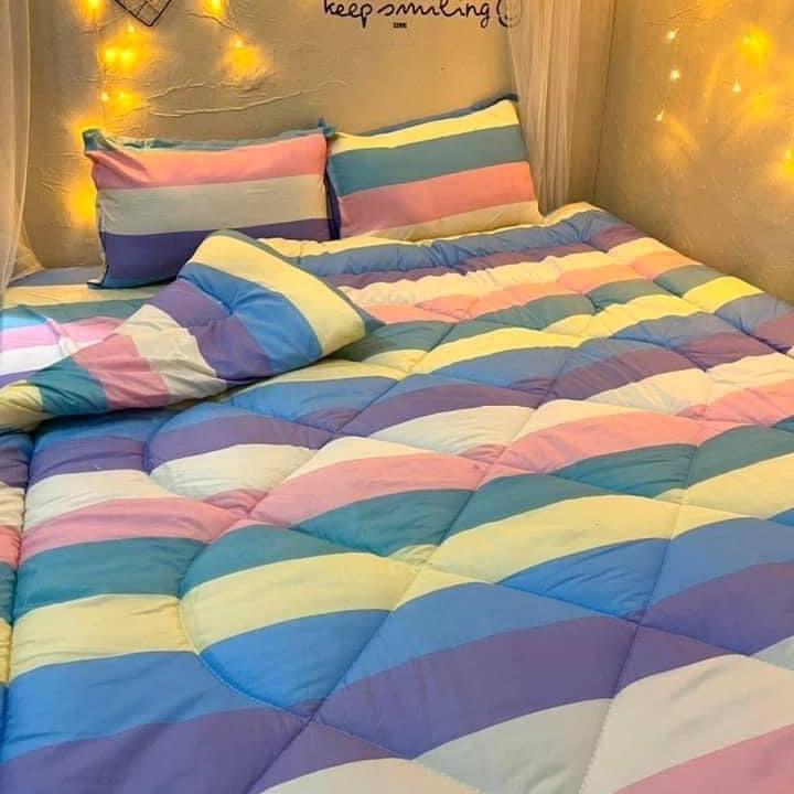  Sét 4 món ga gối hoặc 5 món   chăn phao + ga bọc nệm + 2 vỏ gối đầu + 1 vỏ gối ôm   
