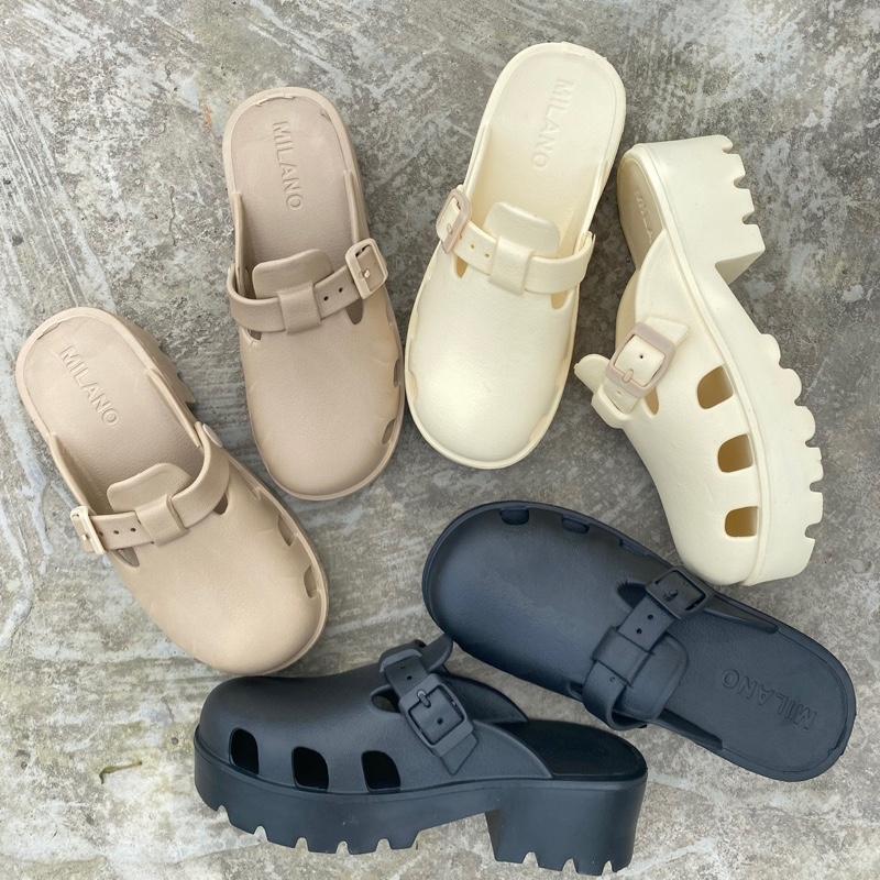 Dép sục nữ, chất liệu nhựa mềm êm, đế răng cưa chống trượt, gót vuông cao 5p Dv811 DéP GiàY