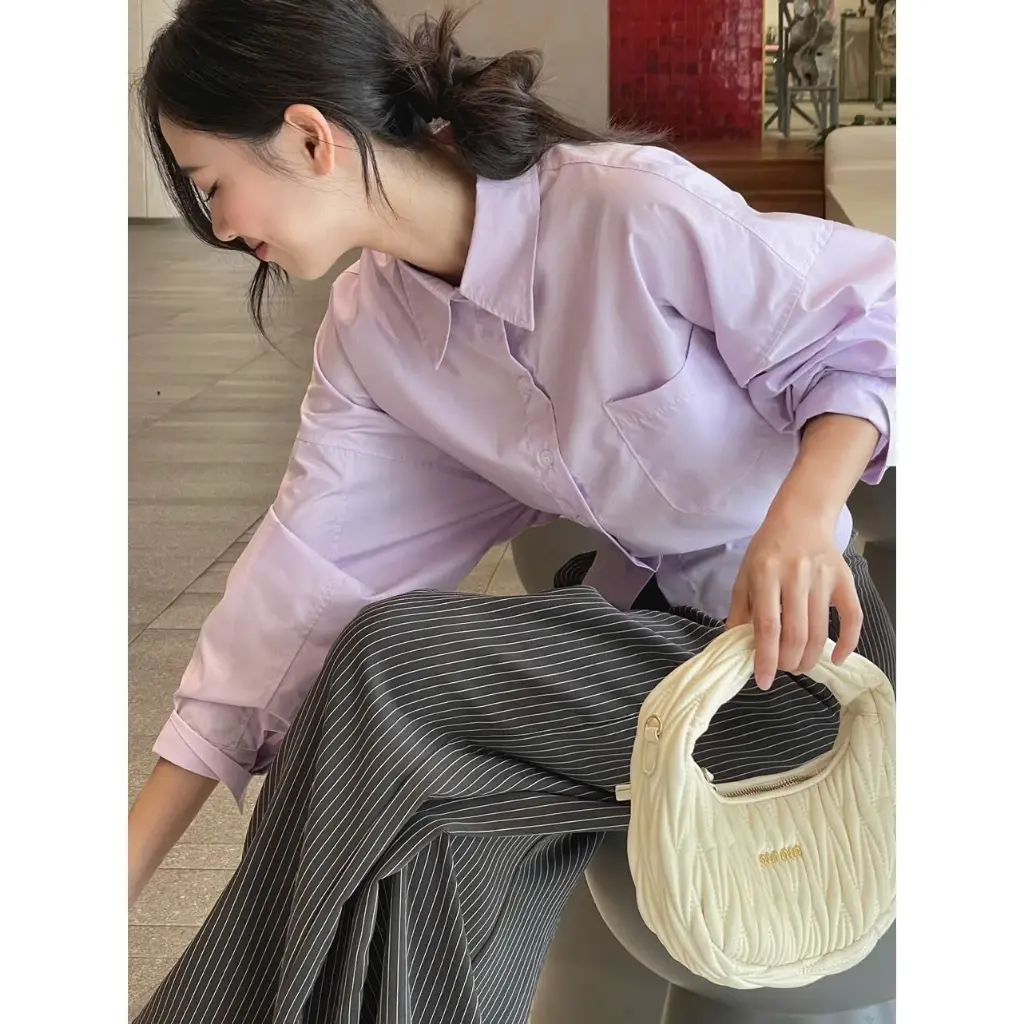 Áo Sơ Mi Nữ Dáng Rộng Kiểu Cánh Dơi, Thắt Eo Tay Phồng Chất Vải Thô Nến Phong Cách Hàn Quốc BLESSING | BigBuy360 - bigbuy360.vn