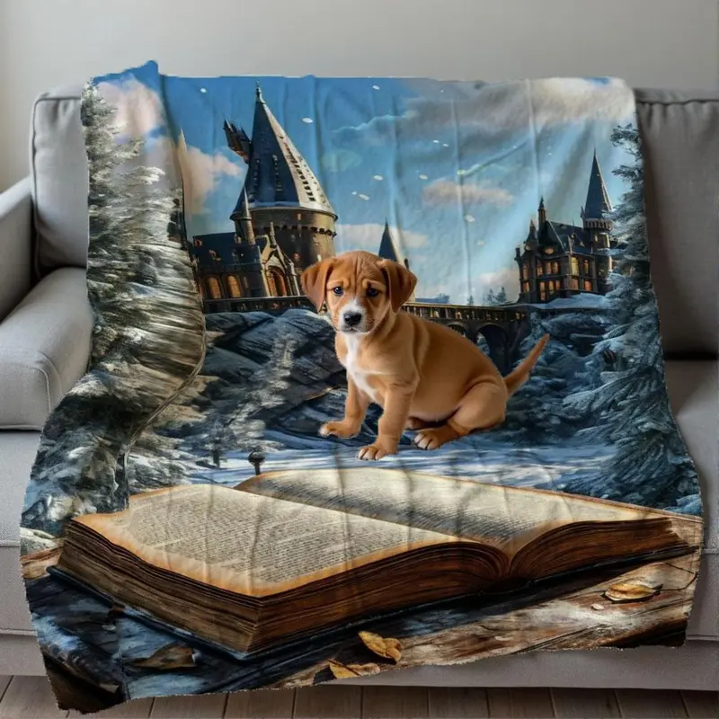 Hogwarts Castle Pattern Blanket, 1 Count Soft Comfortable Warm Throw, Air-conditioned Room Blanket, Warm Nap Blanket for Home & Office 2