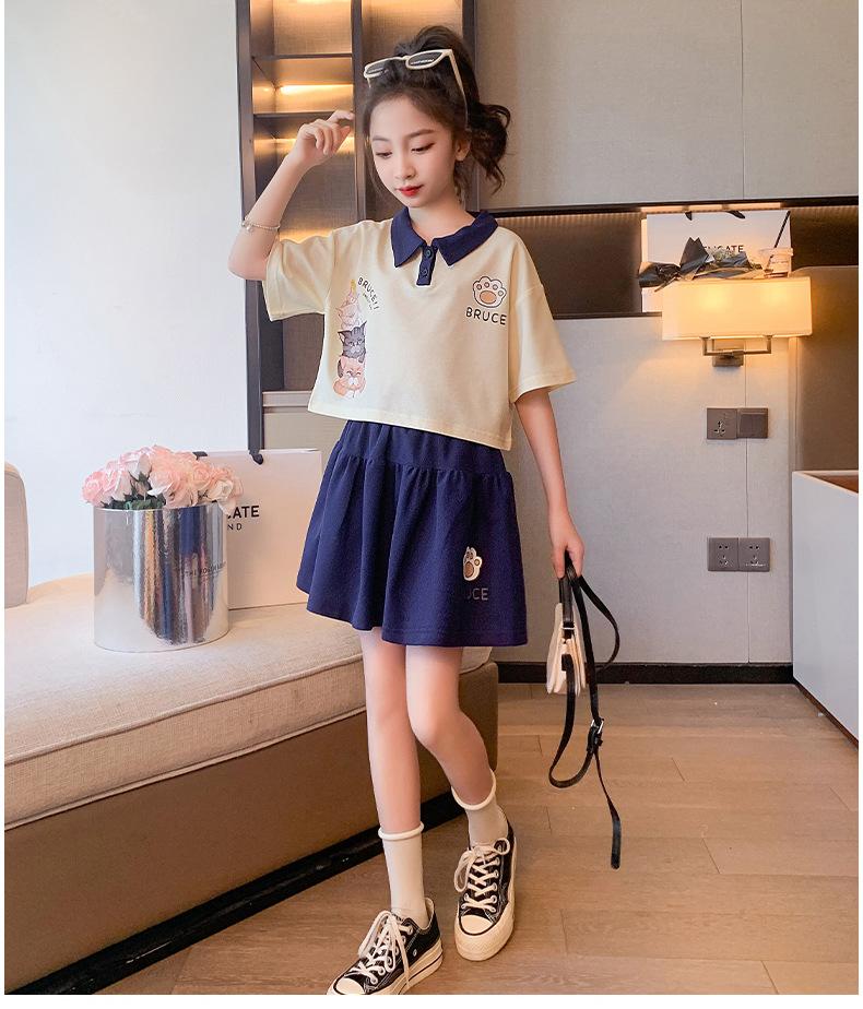 Product Introduction of Set bộ áo polo+chân váy kèm quần lót hoạ tiết in hình 5D dễ thương cho bé gái 5-15 tuổi 17