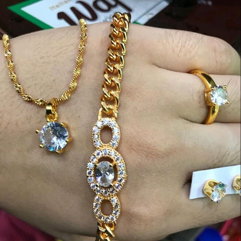 SET PERHIASAN TITANIUM ANTI KARAT BISA COD (KALUNG , LIONTIN, GELANG, ANTING, DAN CINCIN) Perempuan Elegan 4