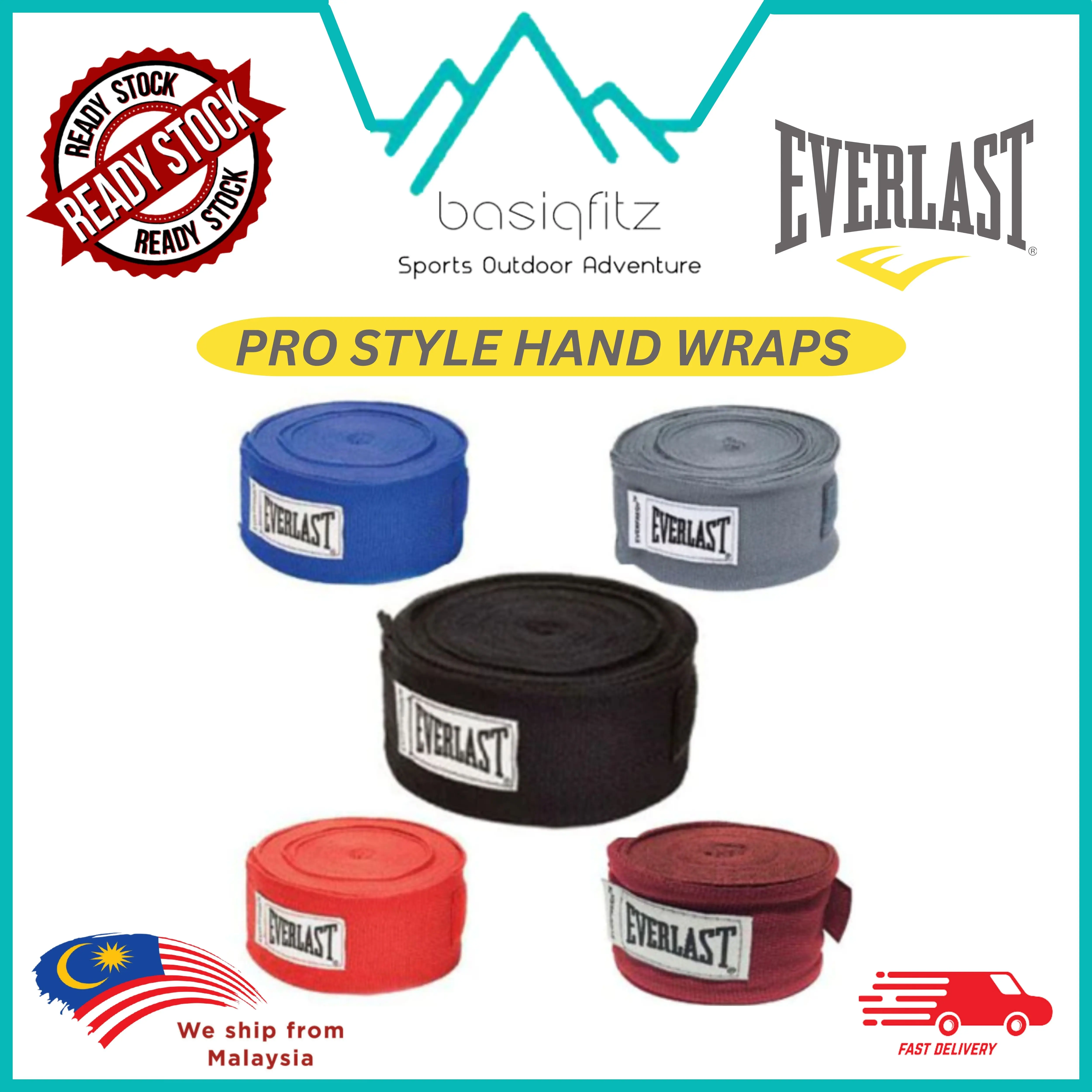 [Genuine] Everlast Pro Style Hand Wraps 180" / 4.5meter Boxing Bandage MMA Muay Thai Handwrap