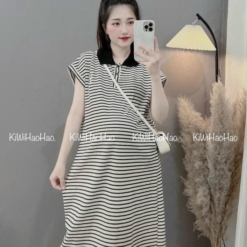 ĐẦM BẦU- SAU SINH (V55) THUN KẺ , TAY HẾN , CỔ BẺ- 3 MÀU 2