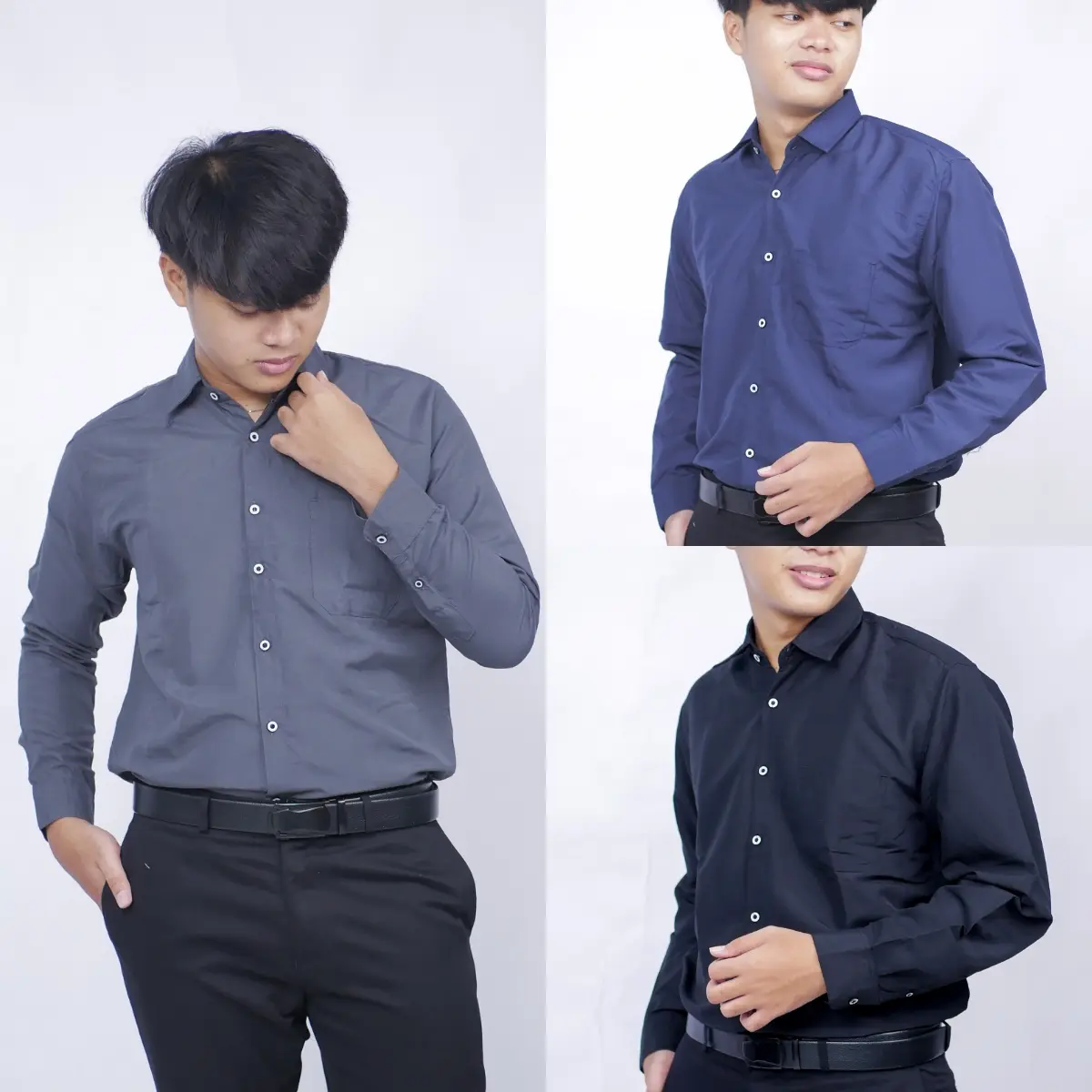Kemeja Kantor Polos Lengan Panjang Bahan Gupi