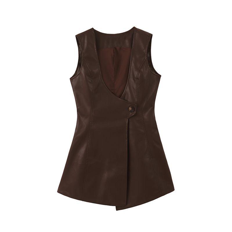 Bộ Váy Vest Da, Chất Lượng Cao Cấp, Dành Cho Nữ, Thích Hợp Cho Mùa Xuân Và Mùa Thu, Phong Cách Hàn Quốc, Thời Trang, Bao Gồm Áo Sơ Mi Màu Top Women 5