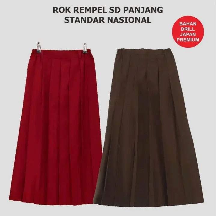 Rok Seragam Sekolah Sd Rempel Pramuka Panjang Rok Merah standar Nasional drill premium Kelas 1 2 3 4 5 6