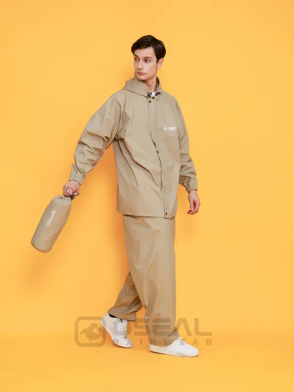 Jas Hujan OSEAL Full Seal Raincoat Mantel Pria Wanita Dewasa Aura Series Cream 0