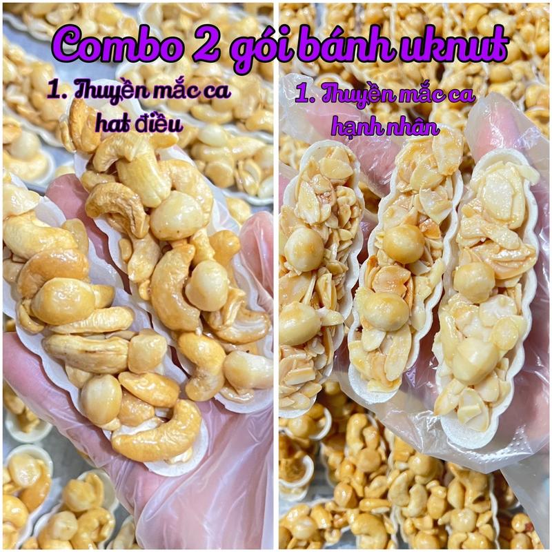 COMBO bánh mắc ca hạnh nhân và bánh mắc ca hạt điều (250G+250G) UKNUT