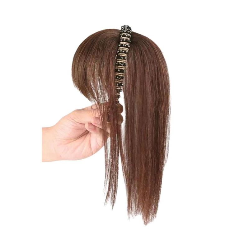 Product Introduction of Rambut Palsu Penutup Halimunan, Alamiah dengan Poni dan Ikat Kepala Berkilauan, Rambut Putih Simulasi, Rambut Palsu Rambut, E7U9 20