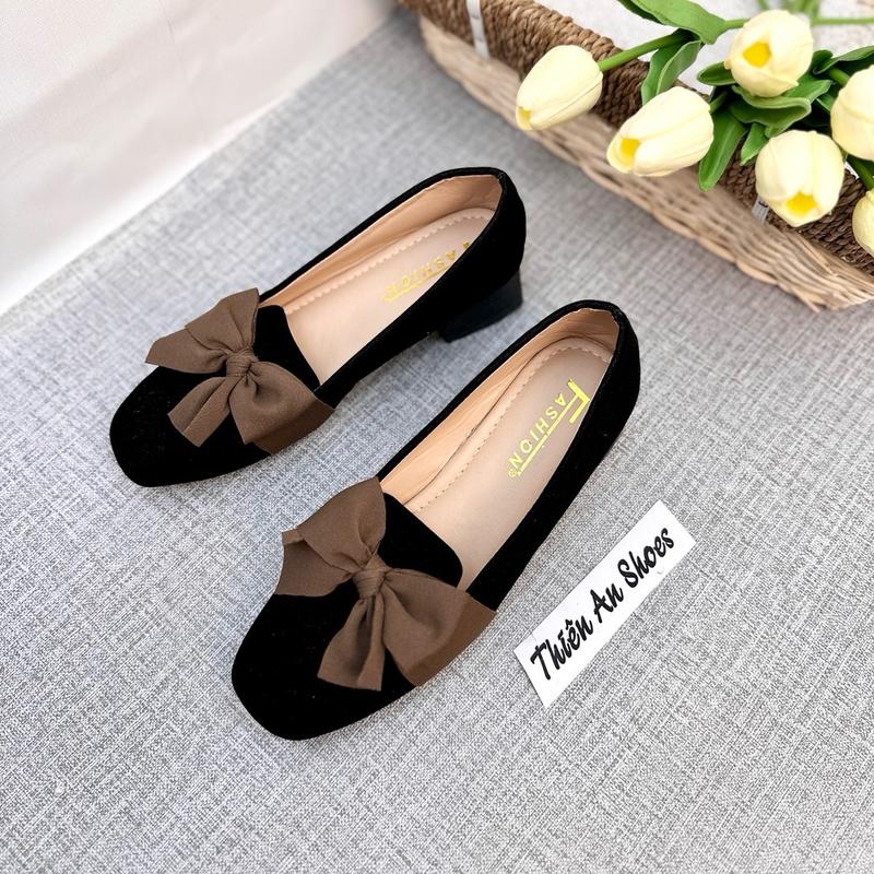 (Form nhỏ, tăng 1 Size) Giày búp bê nữ thắt nơ chất nhung mềm TA11 Shoes