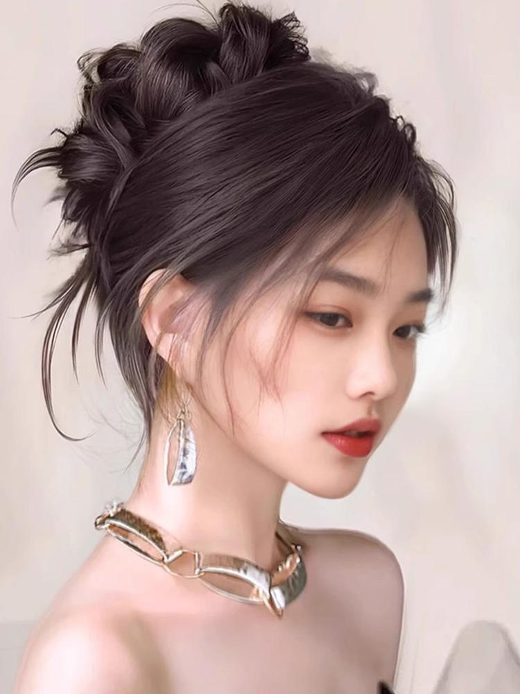 Product Introduction of Ball Head Wig  Clip-On Flower Bud Head   Imitation Hair Wig Headdress Women's Hair Accessories Wig Piece 12