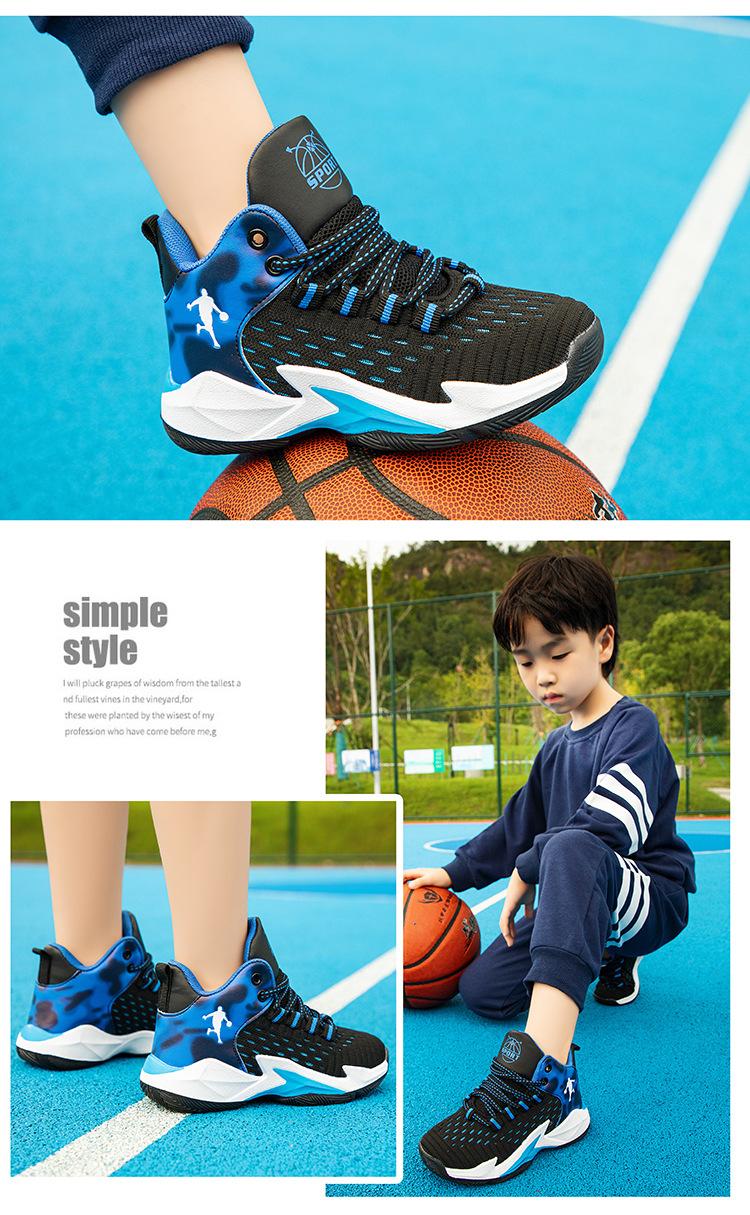 Barnbasketskor Höga 2023 Vår och sommar Nya pojkars sportskor Mesh Andningsbara Medium och stora barnpojkarsneakers_voghion.com