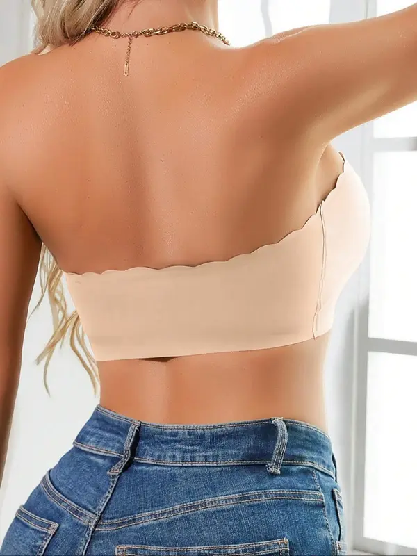 Women's Solid Wireless Strapless Bra with Transparent Straps, Breathable Comfortable Push Up Bra, Women's Lingerie for All Seasons 8