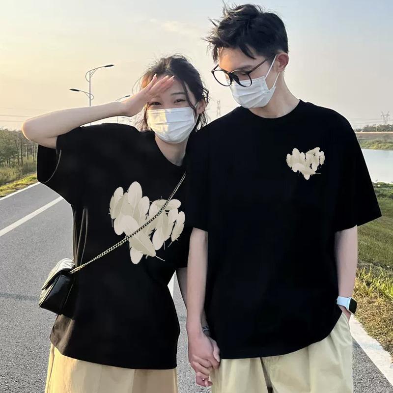 Áo thun cặp đôi BY.DUNI nam nữ form rộng Local Brand unisex, áo cặp quà tặng bạn thân vải cotton TYM LÔNG VŨ FULL BOX