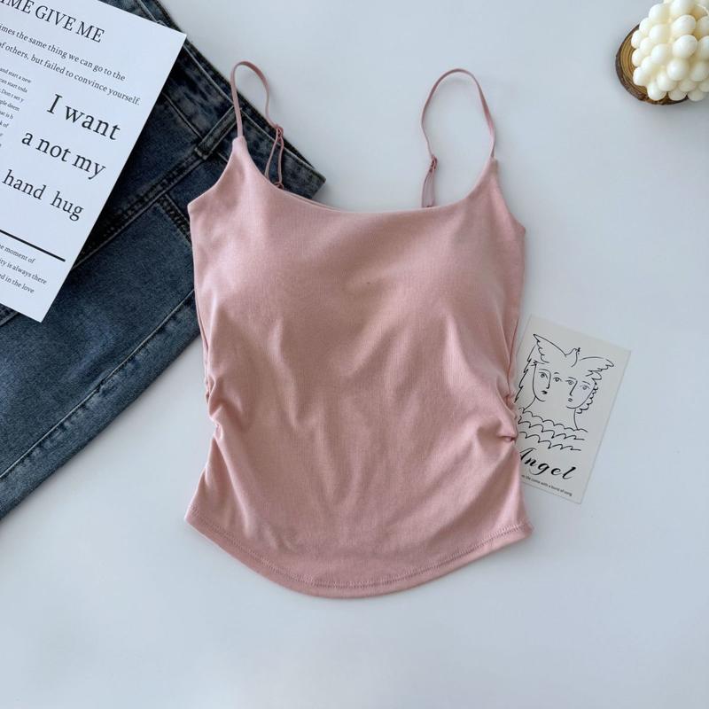 Product Introduction of [ 86k People Collection] Pure Desire Sweet and Spicy Camisole for Women, Inner Wear and Outer Wear, Beautiful Back Strap, Chest Pad, Ruched Design, Slim Fit, Flattering Top for Women 30