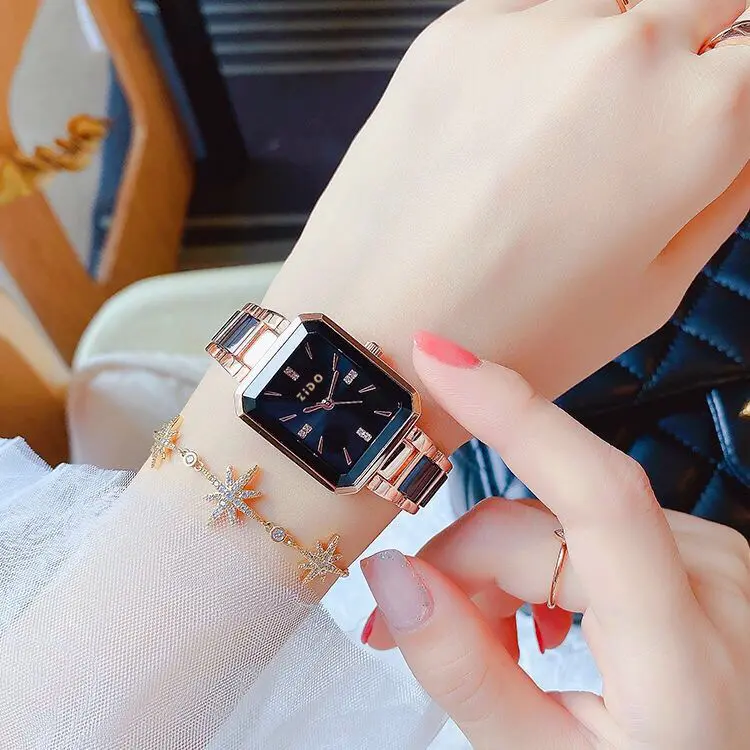 Đồng Hồ Đeo Tay Thạch Anh Vuông, Cao Cấp Và Thanh Lịch, Không Thấm Nước, Ưu Đãi Giá Cả Phải Chăng, Được Làm Bằng Gốm Đặc Biệt, Thích Hợp Cho Phụ Nữ, Hàng Mới Về