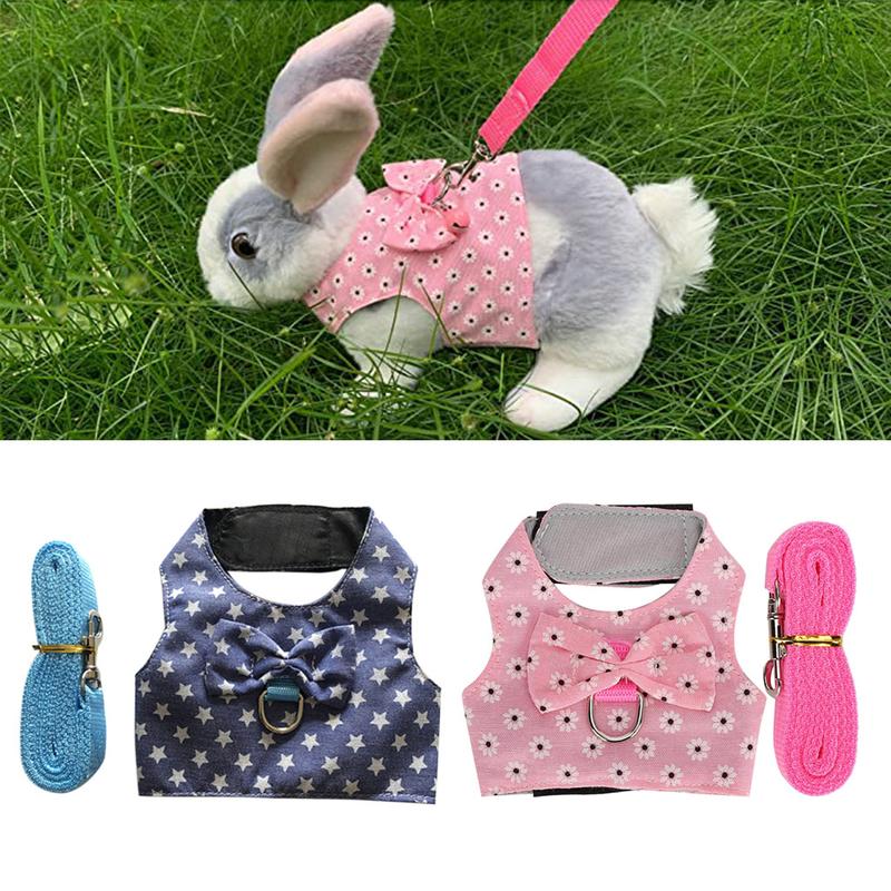 HEHUS Small Animal Harness Vest and Leash Escape-Proof Belt Adjustable for Bunny Rat 1