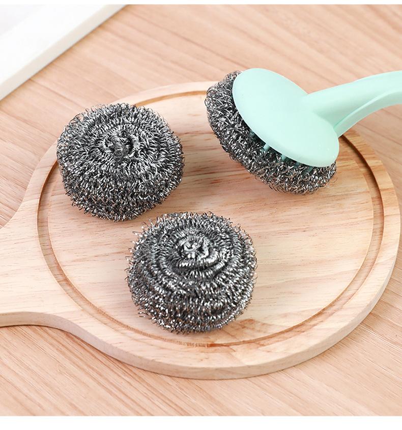 Product Introduction of Stainless Steel Cleaning Ball with Handle, 20 Pieces Steel Wool Ball Set with Handle, Large Steel Wool Ball Brush for Kitchen Pot Cleaning 11