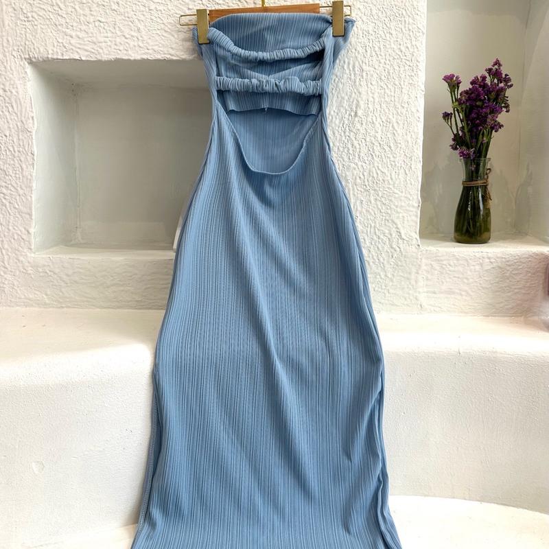 Body yếm dây sau sẻ tà (có mút) Nữ Dress - Freesize 52kg - Hồng - Women 6