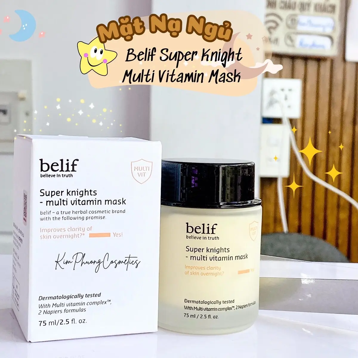 Mặt nạ cấp nước chỗng oxy hoá sáng da belif super knights multi vitamin mask 75ml