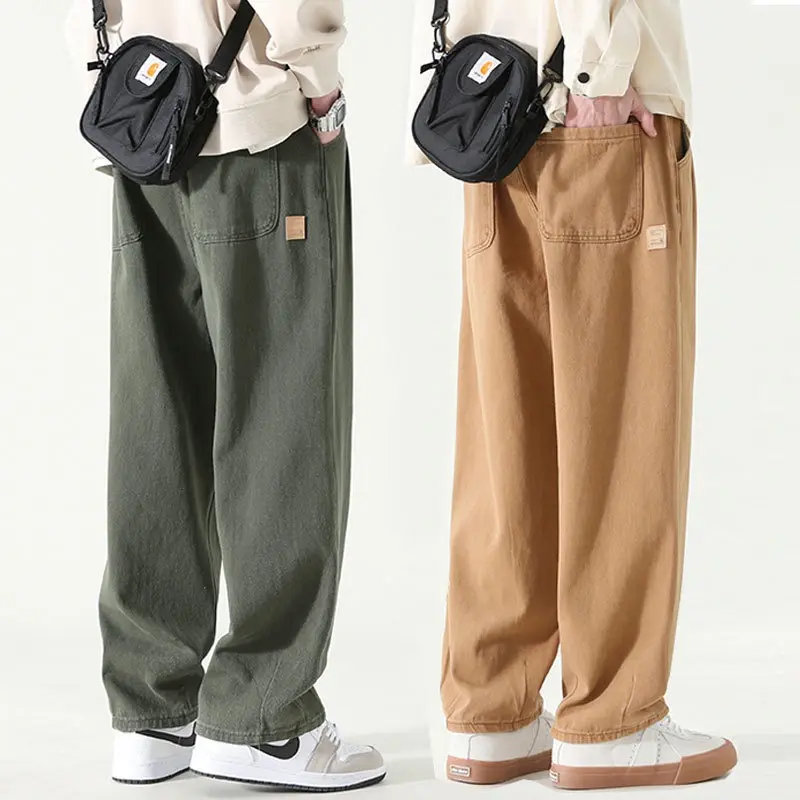Quần Dài Thường Ngày Kaki Hàn Quốc, Ngoại Cỡ (M-4XL), Ống Rộng, Cắt Thẳng, Thời Trang Trơn, Dành Cho Nam, Seluar Slack Lelaki