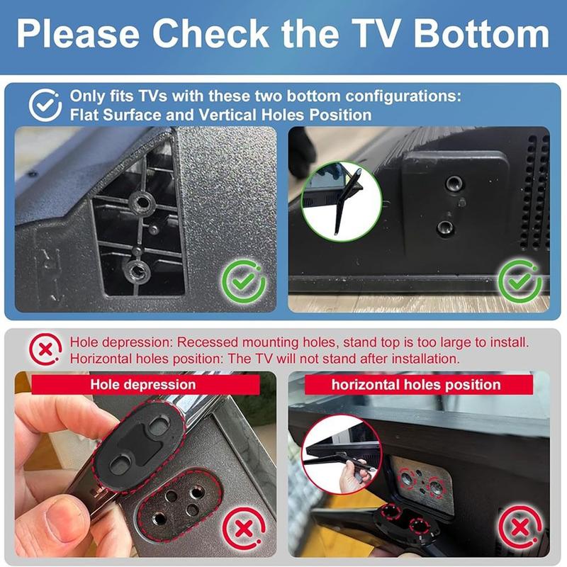Replacement Non-slip TV Stand with Screws Strong TV stand legs No Drilling Solid Support Base Stand for TCL/Roku 3