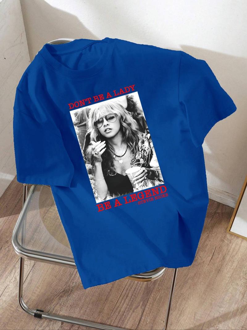 Product Introduction of Women's Graphic Print Round Neck Tee, Vintage Trendy Casual Short Sleeve T-shirt for Daily Wear, Ladies Summer Clothing 4