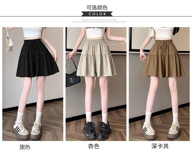 Product Introduction of [2380 People Collection] Idle Style Ice Silk Quick-Drying Wide Leg Culottes Shorts Women's Summer Thin plus Size Casual Shorts Pantskirt 4
