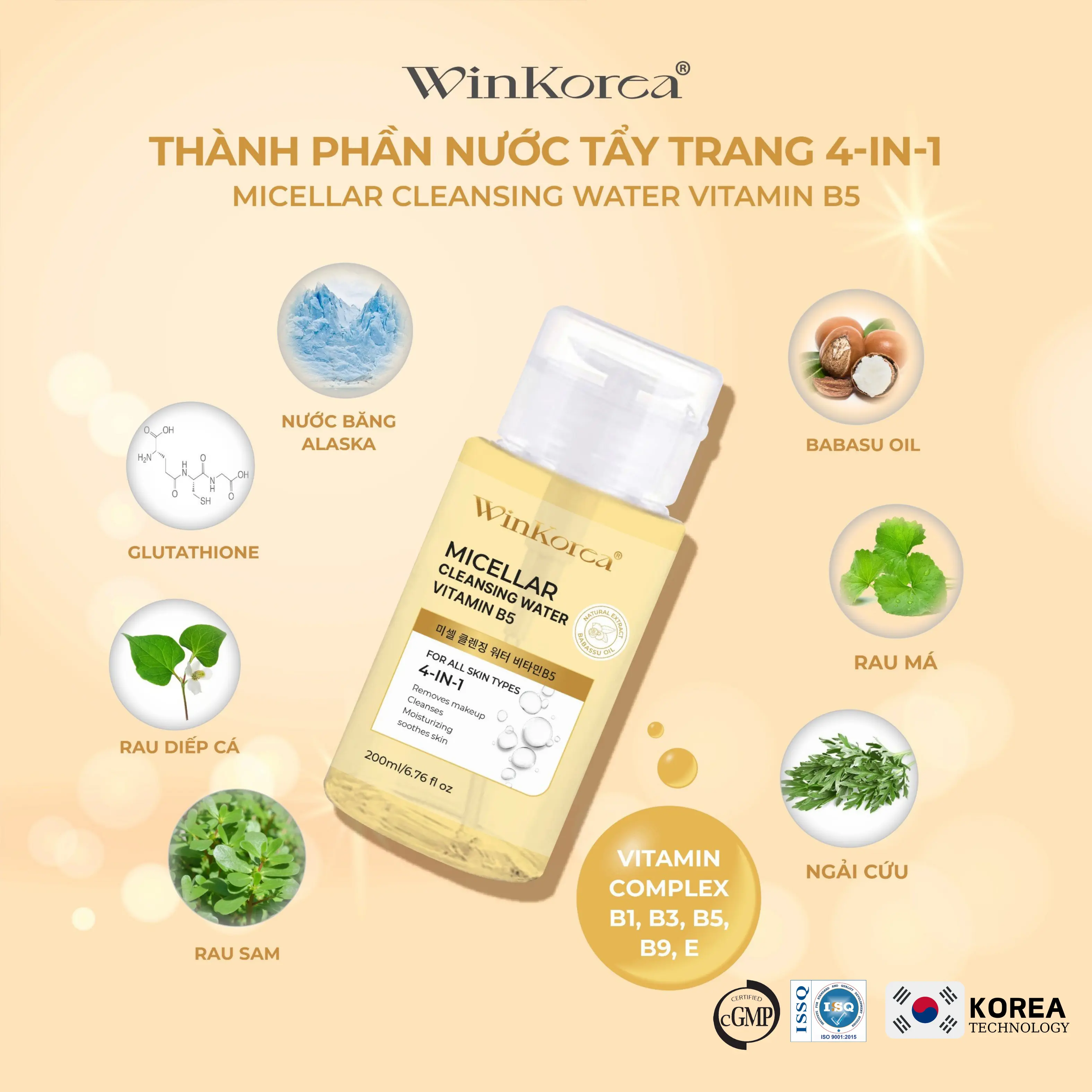 Nước Tẩy Trang 4IN1 Vitamin Complex B5 Lý Tưởng Cho Mọi Loại Da Thương Hiệu : WinKorea Cosmetic Trang Điểm Mỹ Phẩm Nữ