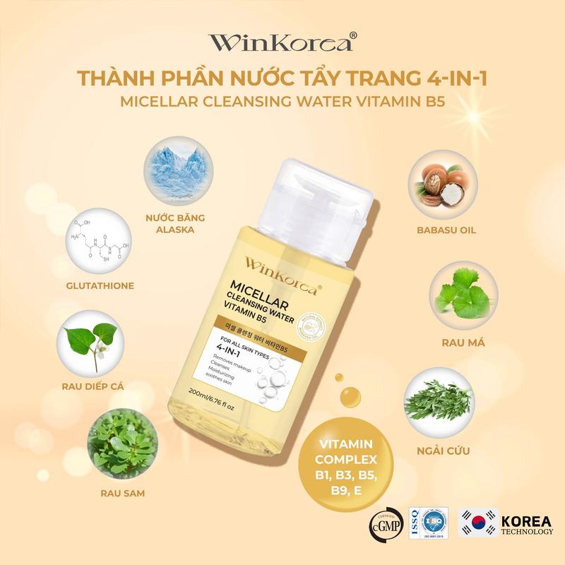  Nước Tẩy Trang 4IN1 Vitamin Complex B5 Lý Tưởng Cho Mọi Loại Da Thương Hiệu : WinKorea Cosmetic Trang Điểm Mỹ Phẩm Nữ 