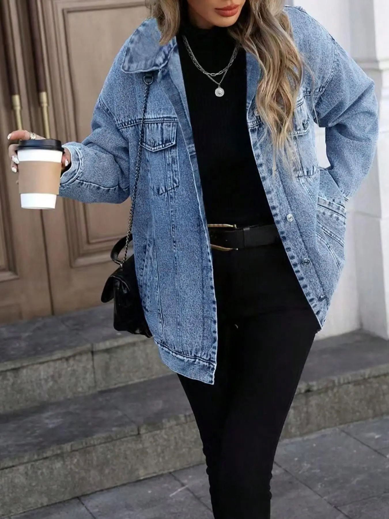 Women's Denim Jacket, Casual Street Fashion Long Sleeve Outerwear for Daily Wear, Ladies Clothes for All Seasons, Coats