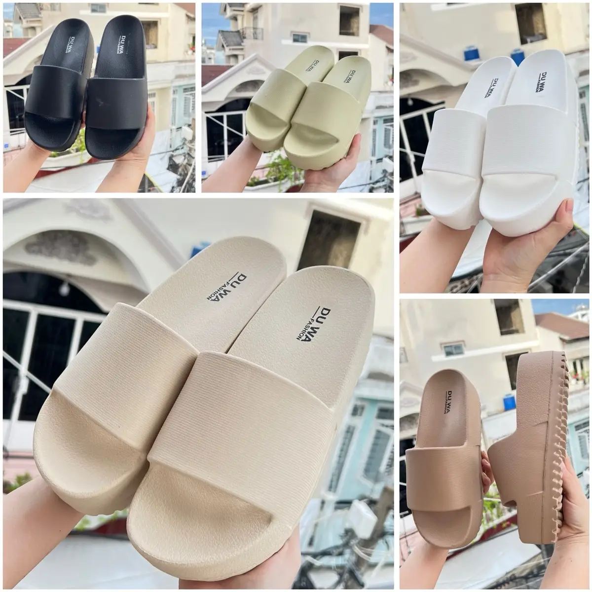 Dép quai ngang đế răng cưa đi chống thấm nước siêu nhẹ Slipper Cao Su DéP