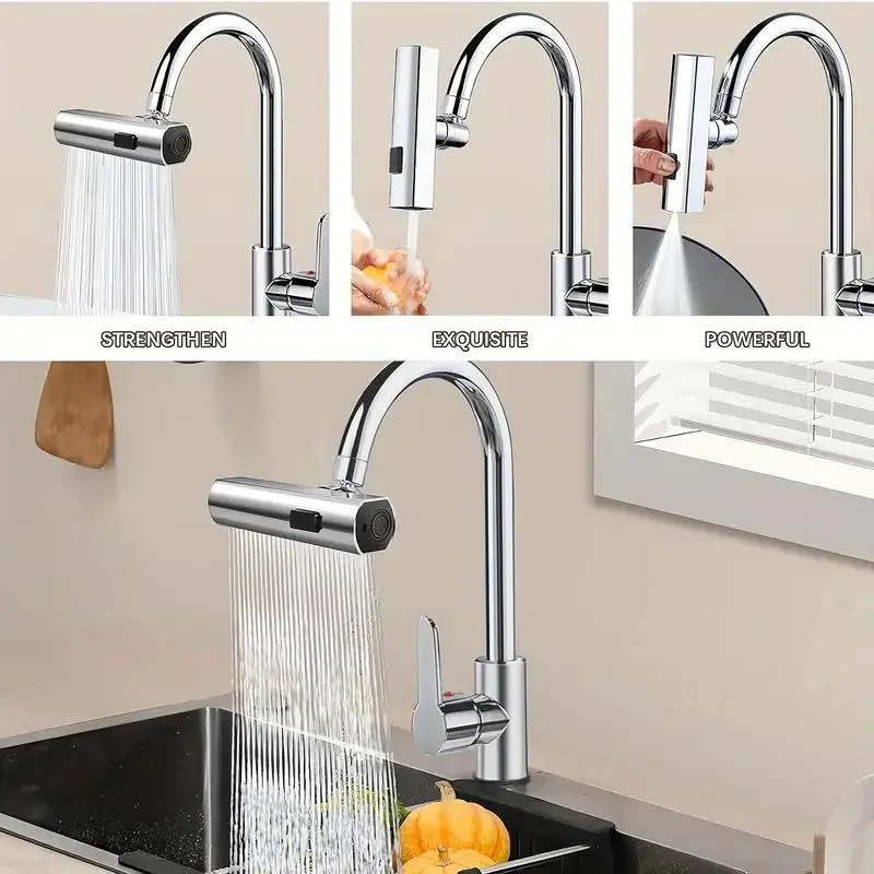 360° Rotatable Kitchen Faucet, 1 Count 3 Modes Kitchen Faucet, Modern Style Kitchen Sink Extension, Home Kitchen Accessories 2