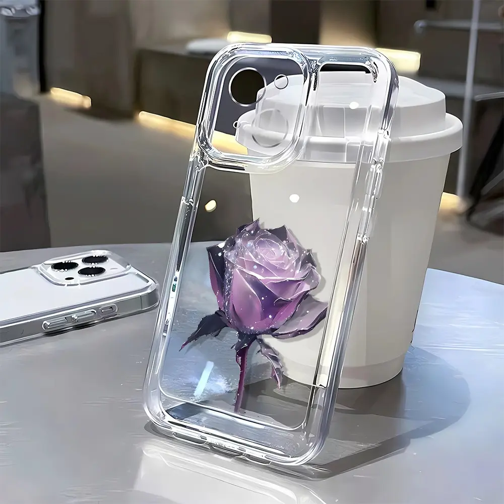 【Hot new models】rose Transparent soft Case For iPhone 16 15 14 13 12 11 Pro Max Mini XS X XR SE 7 8 Plus cover