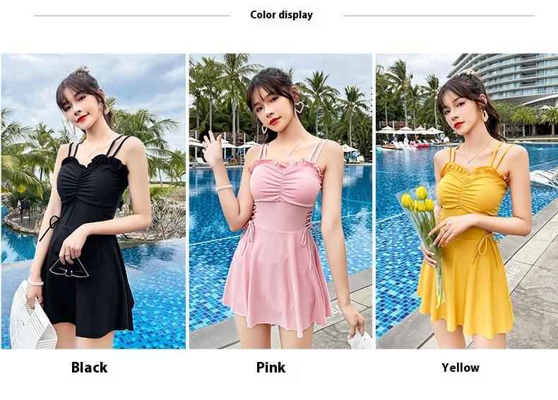 Product Introduction of Pakaian Renang Sehelai, untuk Wanita, Sensasi Mata Air Panas, Suspender, untuk Menutupi Daging, Melangsingkan Badan, Skirt Boxer, Sesuai untuk Percutian Pantai, Borong Tersedia Casual Lengan Casual Lengan 4