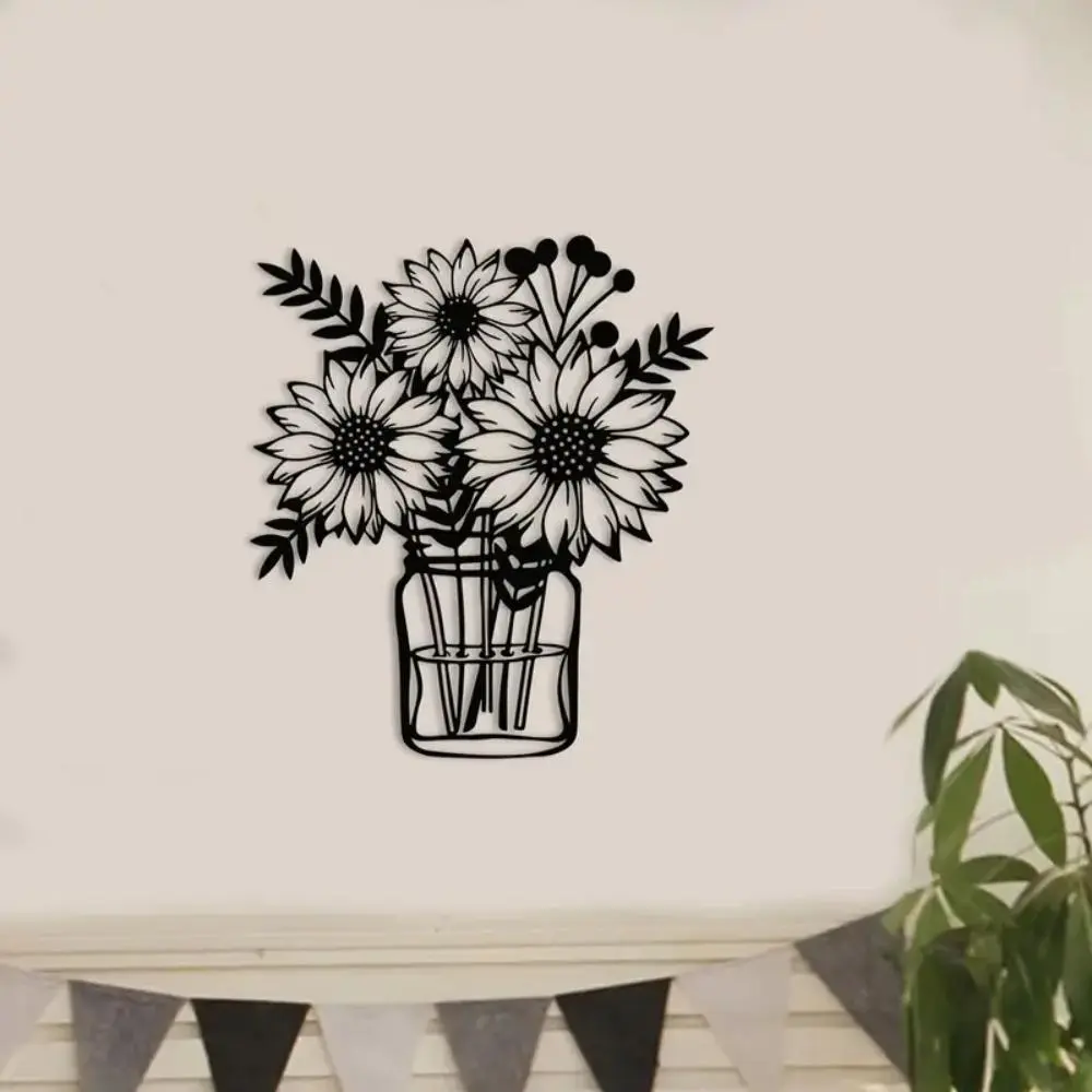 Sunflower Pattern Wall Art, 1 Count Metal Wall Decor, Wall Hanging Decor for Home Living Room & Bedroom & Kitchen & Bathroom