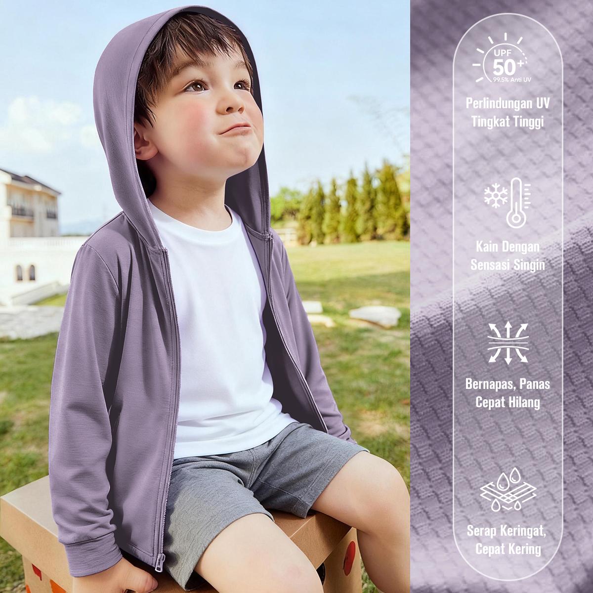 KKTOP Jaket UV Hoodie Jaket Anak Laki laki Perempuan Unisex UPF50+ Unisex 5-12 Tahun (KIDS Jaket 01)