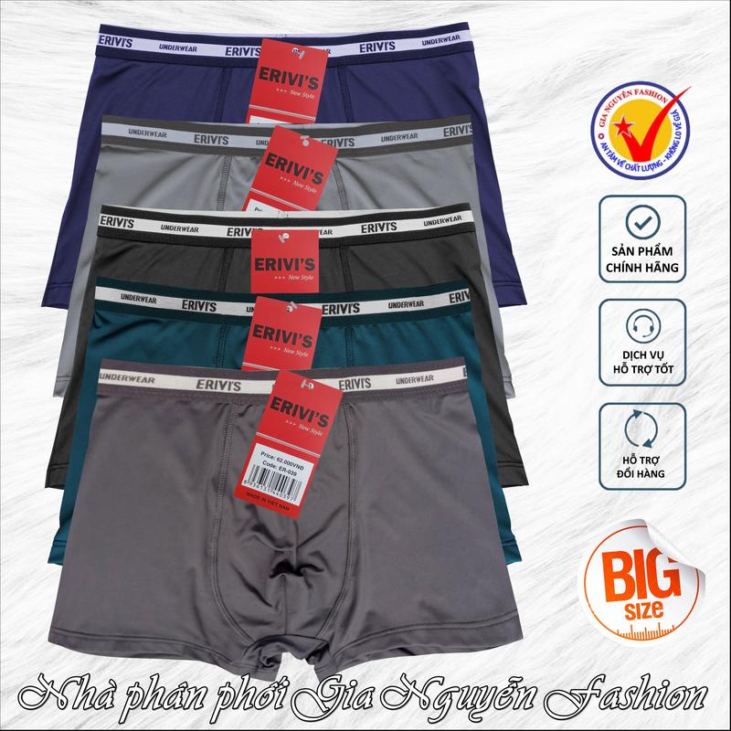Có size lớn: Combo 4 Quần Boxer nam, Quần lót đùi nam Thun lạnh, thương hiệu Erivis - Hàng chất lượng cao