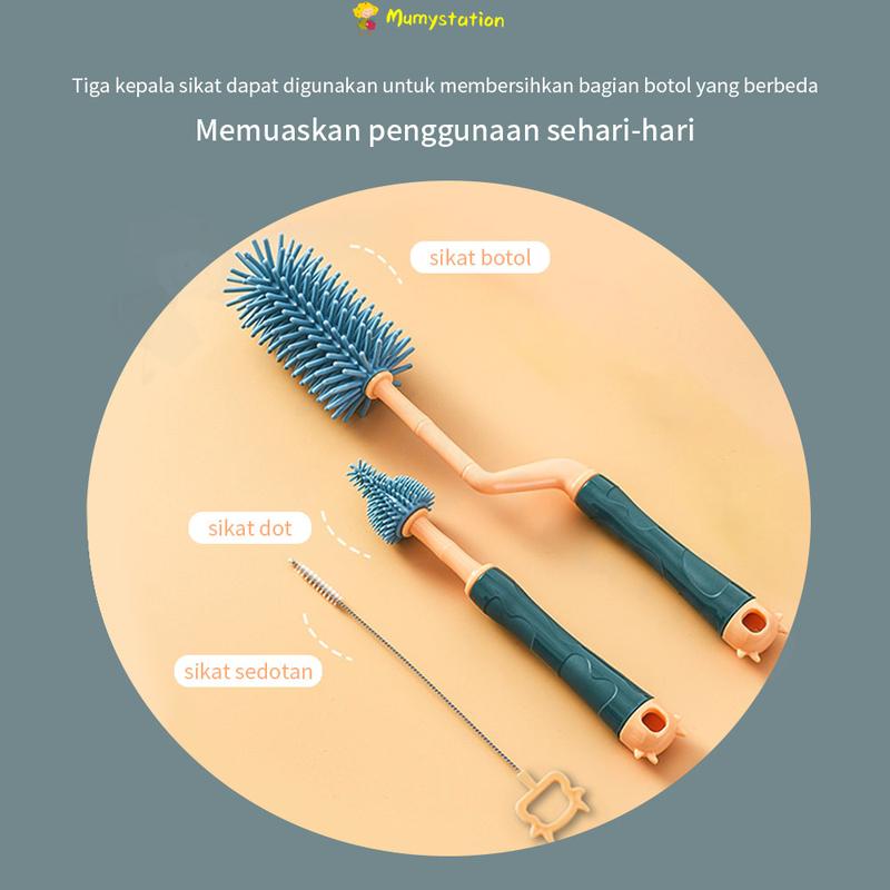 Product Introduction of Sikat Botol Susu Bayi / Pembersih Botol Susu 3in1 Blue Bottle Brush  Pink 18