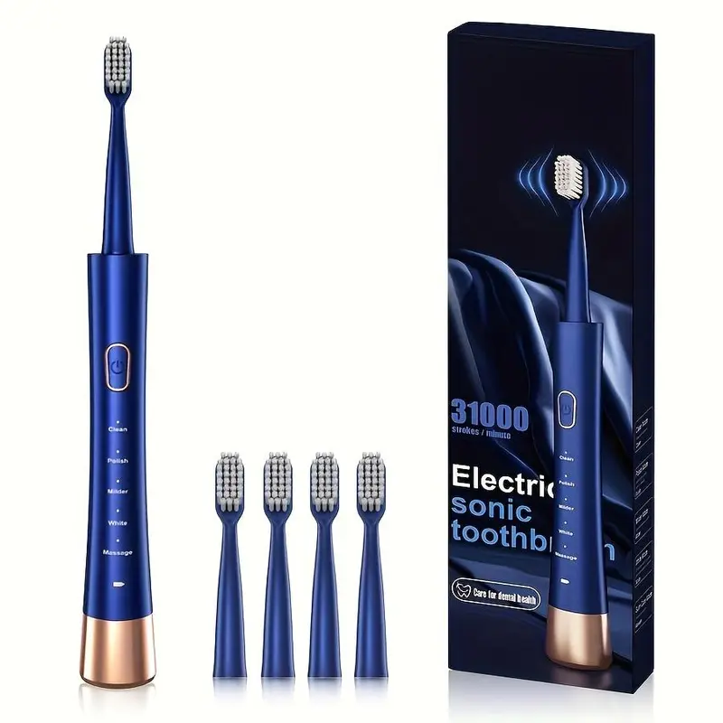 Electric Toothbrush Set, 1 Count USB Rechargeable Sonic Toothbrush & 4 Brush Heads, Oral Care Toothbrush for Adults 0