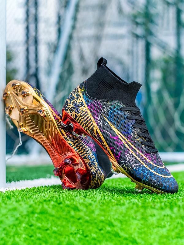 Men's Lace Up High Top Football Shoes, Breathable Comfortable Soccer Shoes, Professional Football Cleats, Anti-slip AG Spikes Football Shoes for All Seasons 6