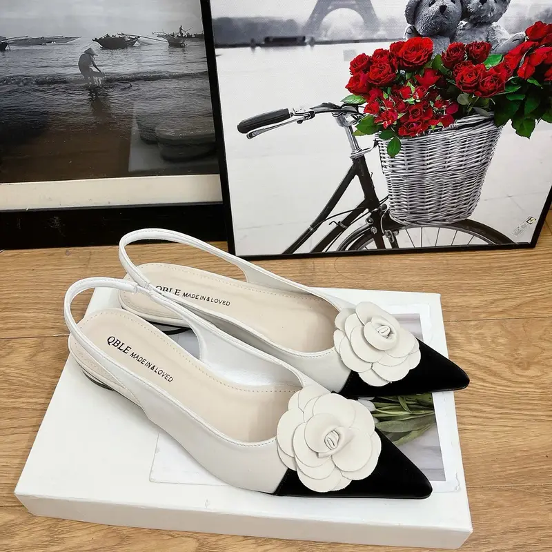 Giày bệt hoa trà cao 3 phân form chuẩn - AN Shoes - DéP, Nữ Jean 1