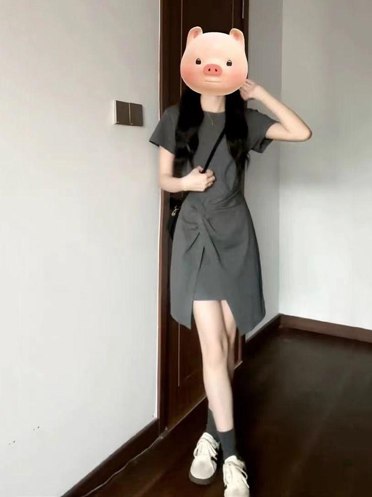 Product Introduction of Váy Corseted, Phong Cách Pháp, Xám Thanh Lịch, ngắn Tay, Cổ Tròn, Thiết Kế Đặc Biệt, Dành Cho Nữ, Mùa Hè 2024 Hàng Mới Về, Tiệc Trà, Váy Women Dress 9