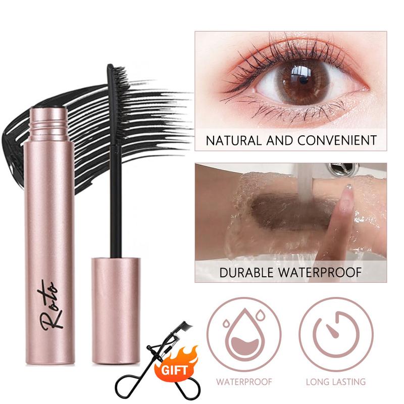 Mascara phồng 3D, ROTO, Không thấm nước và chống nhòe, Thích hợp cho lông mi xoăn, Lâu trôi, Nối dài và uốn cong, Trang điểm mắt quyến rũ, đi kèm với dụng cụ uốn mi