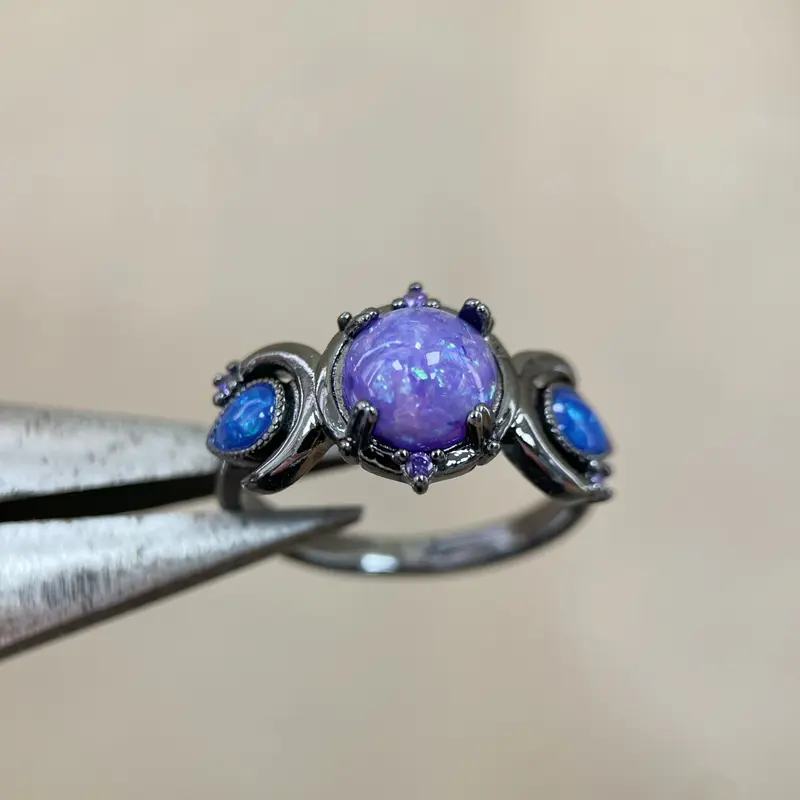 Special Lavender Imitation Opal Ring Star Moon Ring Black Ring Wedding Promise Ring Birthstone Ring Gift for Her engaged  ring mara  paris anxiety  rings brilliant  earth state maximalist  jewellery gold  nose  men amber  heart promise elongated  cushion 1