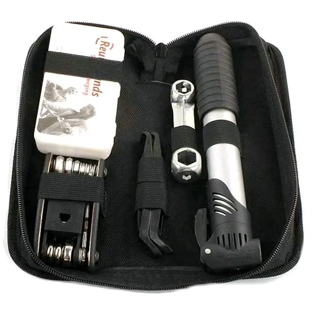 16 in 1 Perlengkapan Reparasi Sepeda Tambal Ban - pompa lem set alat tambal ban - kunci Pas multifungsi 15 in 1 EDC peralatan kunci saku Portable